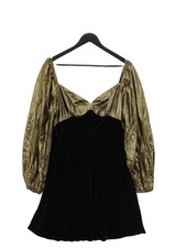 RIXO A-Line Midi Dress UK18 in Gold