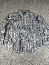 Robert Graham Mens L Knowledge Wisdom Truth Floral Flip Cuff Shirt Gray Floral