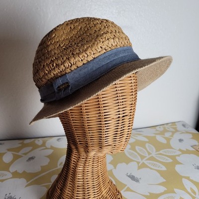 Steve Madden Straw Fedora Hat One Size Natural Paper Yarn & Jute Sun Beach Vacay