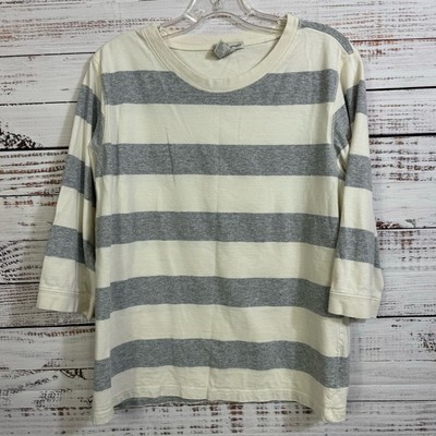 Basic Equipment scoop neck striped half sleeve popover casual blouse