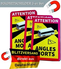 3 x Toter Winkel Magnet Schild Frankreich ang...