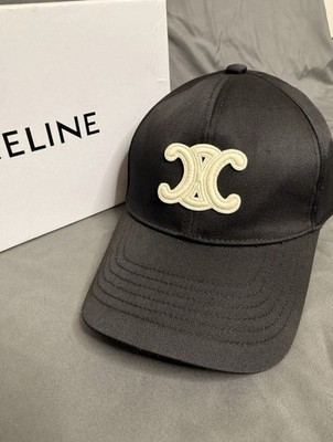 CELINE Paris Triomphe Adjustable Baseball Cap Tan/Black Size Medium Unisex
