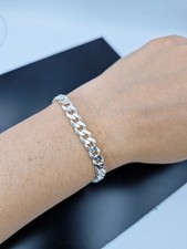 925 Sterling Silver Solid Men's Cuban Link Chain Bracelet Size 5 To 9 in