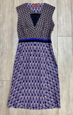 Vintage 2000s Y2k Missoni Knit Bodycon Dress Purple Black White AS IS