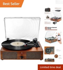 Elegant Bluetooth Vinyl Record Player 3-Speed with Wood Finish for Home Decor