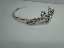 Bel Aire Bridal Tiara Headband Pearl Rhinestone Crystal Floral Wedding Silver