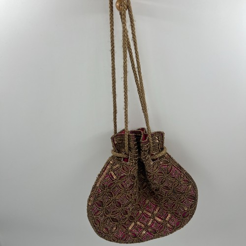 Vintage Style Perlen Kordelzug Bucket Pouch Tasche Handarbeit schöne Tasche - Bild 6 von 7