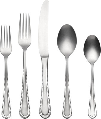 Oneida Hartwell Vintage Tumbled Piece Flatware Set, 42 Count, Metallic 