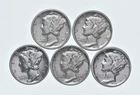 High Grade Lot 1937 1939 1939 1939 1936 Mercury Dime Collection *790