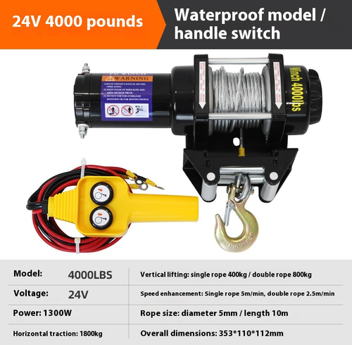 Verricello Elettrico 12v24v Auto Piccola Gru Fuoristrada con Autosoccorso - Foto 32 di 34