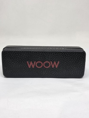 WOOW Eye Glass Case Black Textured Hard Shell w/Red Logo and Cleaning Cloth