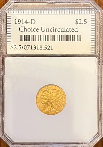 1914-D $2.50 Gold Indian Head Quarter Eagle