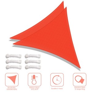 2 Pack 25 Ft 97% UV Block Triangle Sun Shade Sail Canopy Outdoor Pool Cover Net