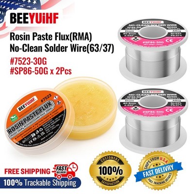 BEEYUIHF 40G Rosin Solder Flux, 2PCS Sn63/Pb37 Tin Core Solder Wire 50g 0.8mm