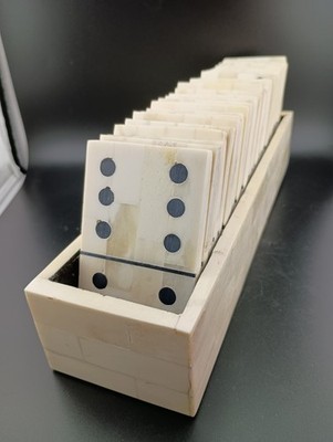 Regina Andrew Royal Dominos Set Natural Bone Inlaid on Wood Large Size Game