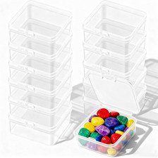 12 Pcs Mini Plastic Storage Containers Box with Lid, 1.8X1.8X0.7 Inches Clear Sm