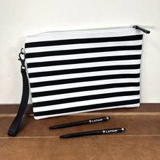 LATAM Airlines Business Class Amenity Bag Black White Striped Travel Kit + Pens