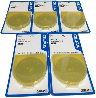 OLFA 60mm Rotary Blade 5 Pack Tungsten Steel Replacement Cutter Quilting Sewing