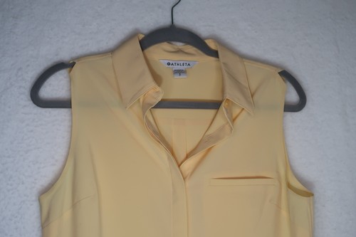 Athleta Lunaria Yellow Urbanite II Lightweight Sleeveless Tank Top Blouse sz S - Picture 4 of 11