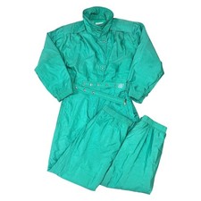 Tuta da sci vintage Belfe anni 90 retrò pezzo unico Apres verde neve donna UK18