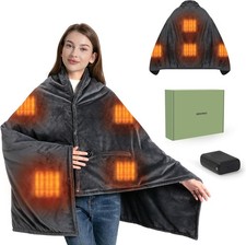 Cordless Heated Blanket with 20000mAh Power Bank, 58"X35" Dual-Sided Crystal ...