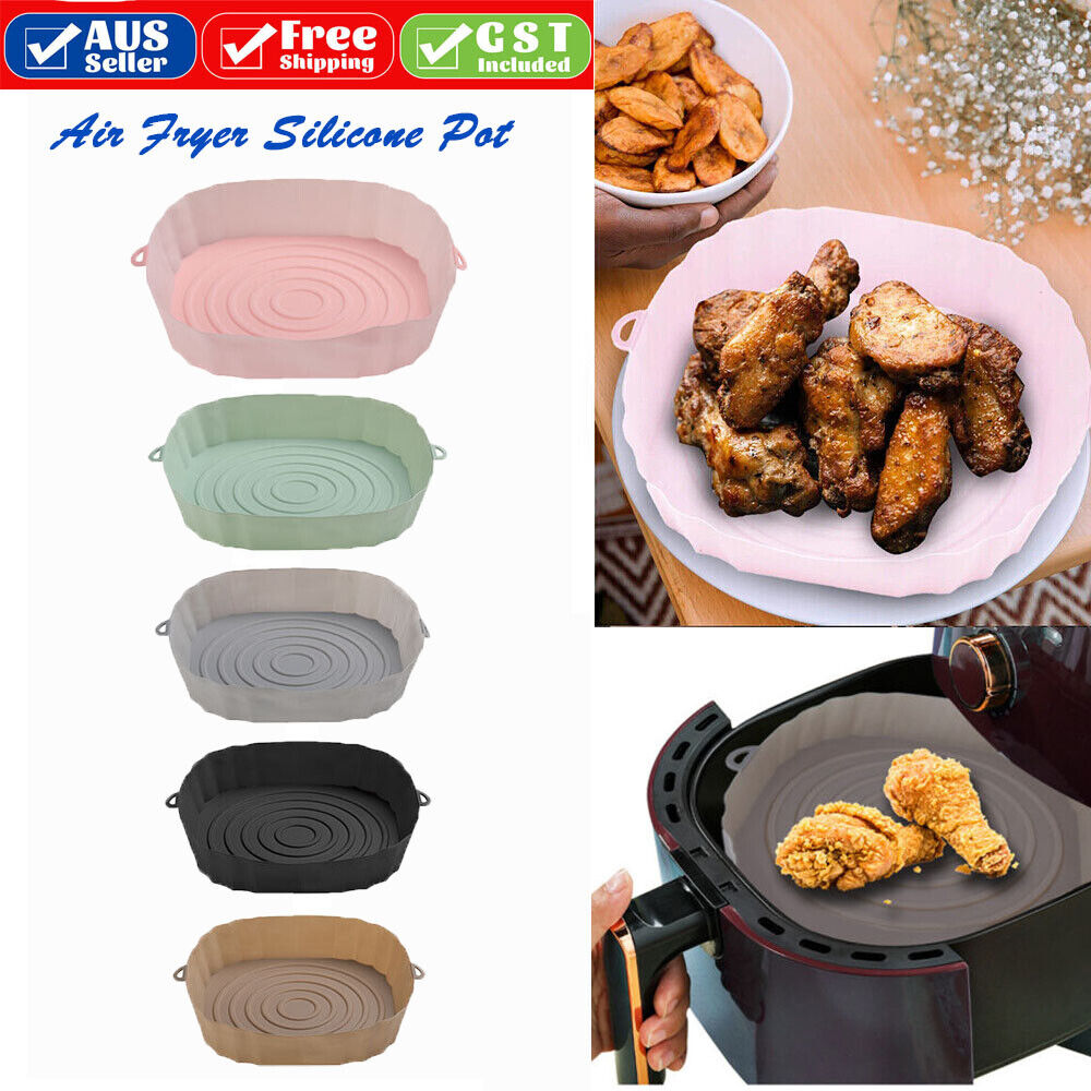 Air Fryer Silicone Pot Air Fryer Basket Liner Non-Stick Reusable Baking Tray New