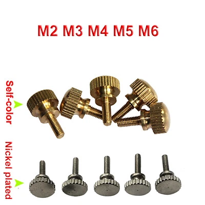 Knurled Thumb Screws Brass Hand Grip Knob Bolts M2 M3 M4 M5 M6 Nickel plated