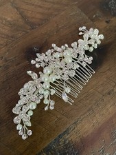 Faux Crystal and Pearl Bridal Hair Accessory Comb