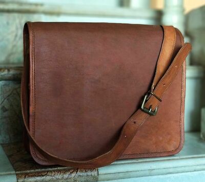 Men's Leather Messenger Bags Shoulder Business Briefcase Laptop Bag Handmade