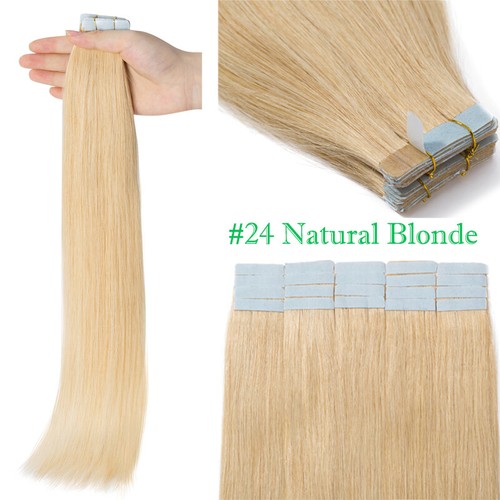 Thick BodyWave Russian Tape In Real Human Hair Extensions Skin Weft Blonde 20pcs - Picture 24 of 42