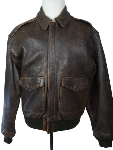 Vtg Avirex Leather Type A-2 Flight Bomber Leather Jacket Men Size Large 1990