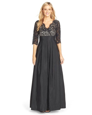 ELIZA J LACE FALLIE A-LINE GOWN BLACK/NUDE DRESS sz 6 | eBay
