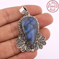 Solid 925 Sterling Silver Blue Labradorite Jewelry Pendant 2.25 Am42 Solid 925 Sterling Silver Blue Labradorite Jewelry Pendant 2.25 Am42