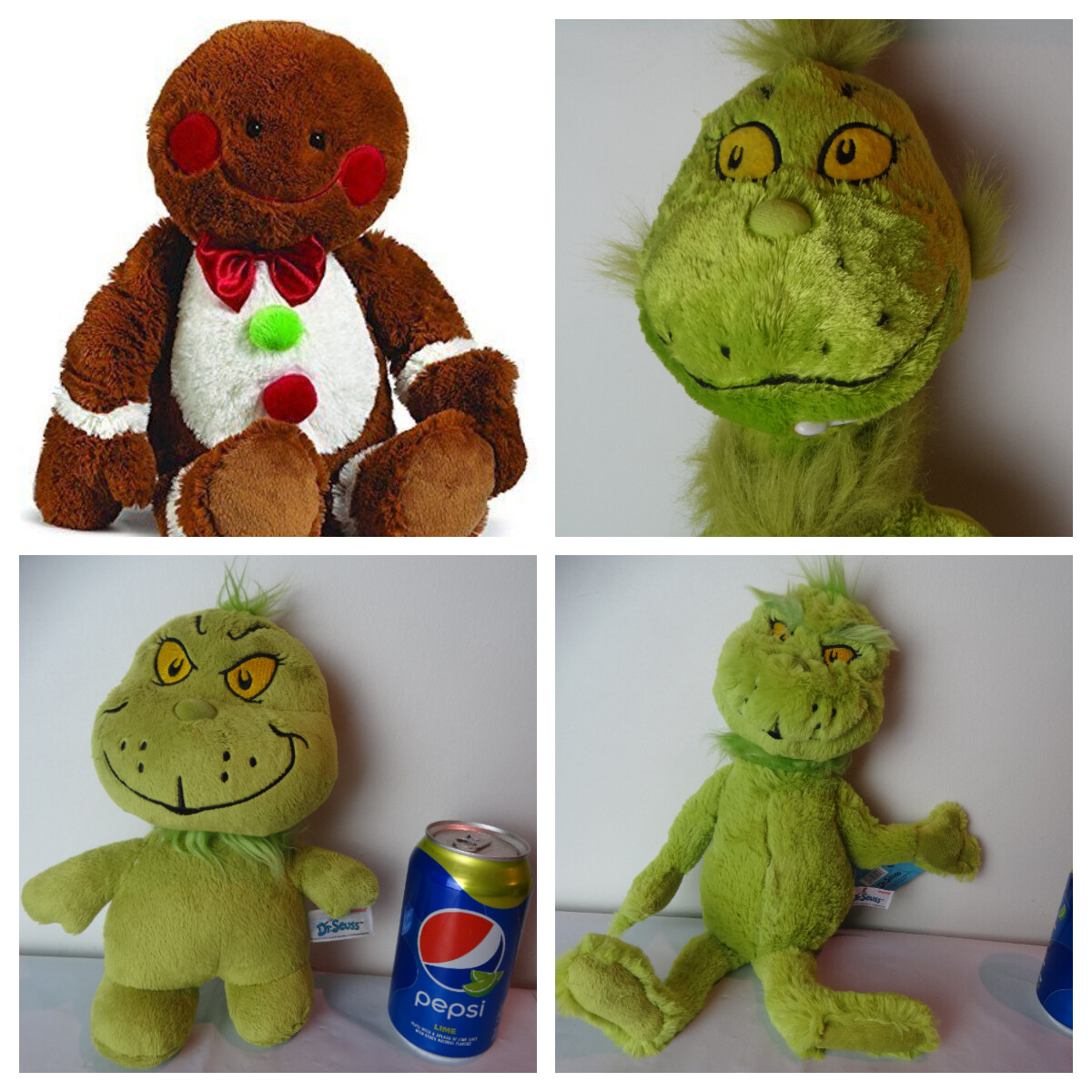 Plush toys U Pick: GINGERBREAD Man or DR. SUESS GRINCH STOLE