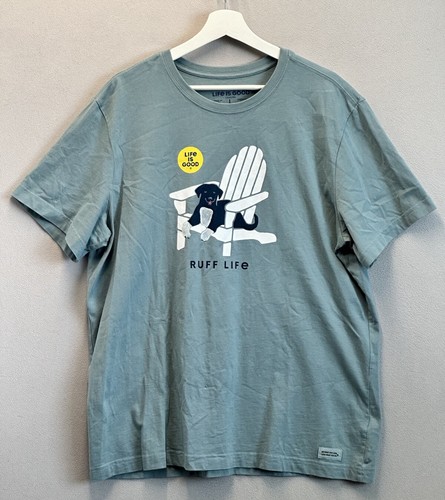 Life is Good Blue Tee Unisex Size Large Doggy Crusher RUFF LIFE Adirondack Chair