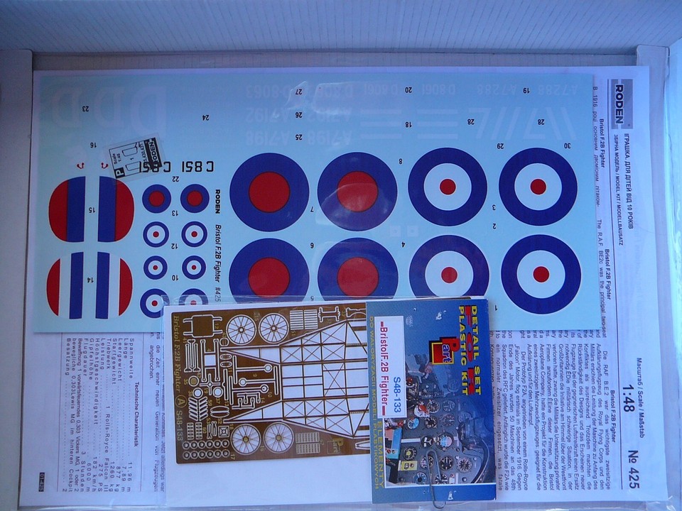 Roden 1/48 Bristol F.2B 425 in Sealed Bag + PART PE S48133 BEST Value