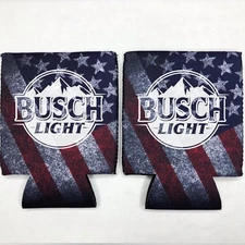 2 Busch Light Beer Can Cooler Coozie Koozie USA Flag Gift QTY 2