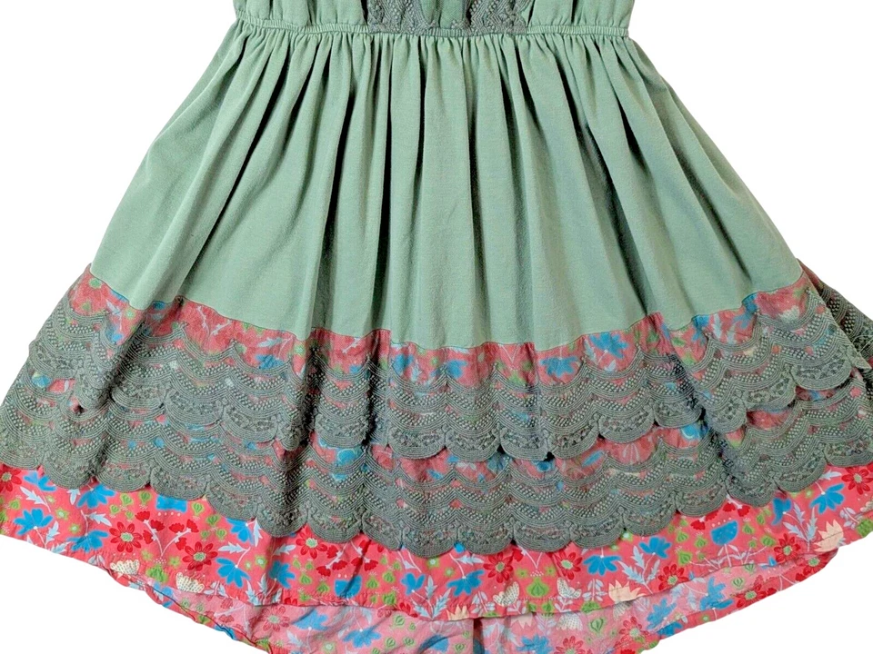 MATILDA JANE Girl Size L Light Rising Sage Green Sleeveless Lace Twirl Dress - Image 3 of 4