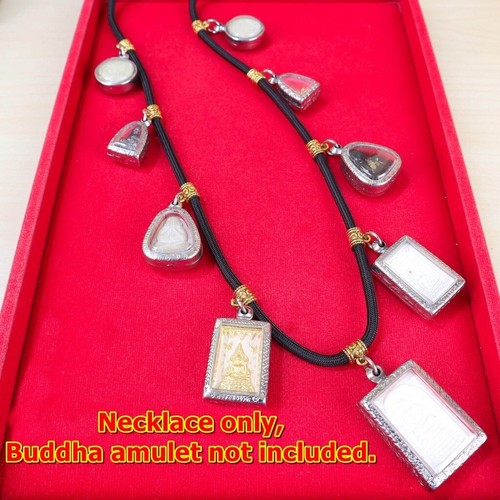 Black Rope Amulet Necklace with 9 Gold Hooks Durable Cord Chain Buddha Pendent - Picture 5 of 5