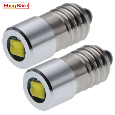 2Pc White LED 3V-6V E10 Bulb Screw Base Globe for Flashlight Torch Light Lamp DC