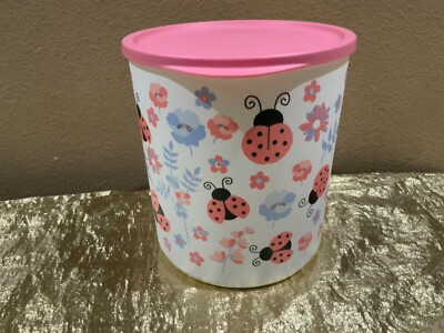 New Tupperware Beautiful Cubix Round Container Canister 3.3L PINK Ladybug Theme