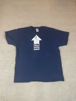 Fruit of the Loom Heavy Cotton Sz XL Men's Blue Add Beer Here T-SHirt