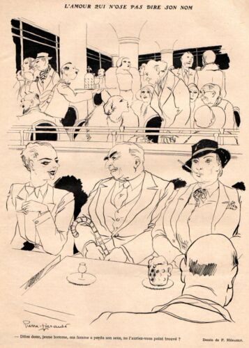 CAFE RESTAURANT FEMME SEXE HERAULT HUMOUR 1930 PRINT ELEGANT FRENCH WOMAN - Afbeelding 1 van 1
