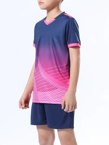Unisex Kids Girls Sport Team Outfit Football Soccer Jersey Short Sleeve V Neck - Picture 23 of 79