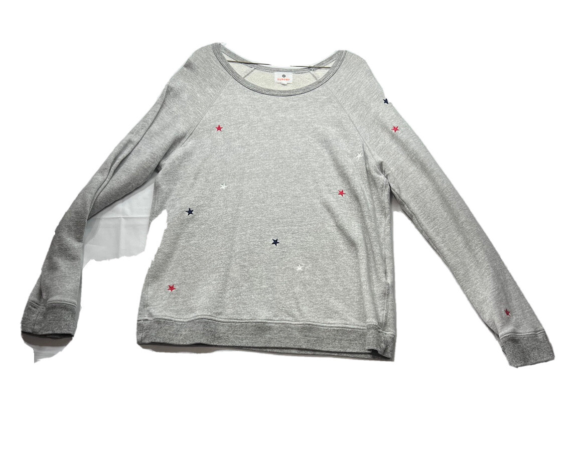 Sundry Womens Sweater size 2 Medium Gray Long Sleeve Star Pattern eBay