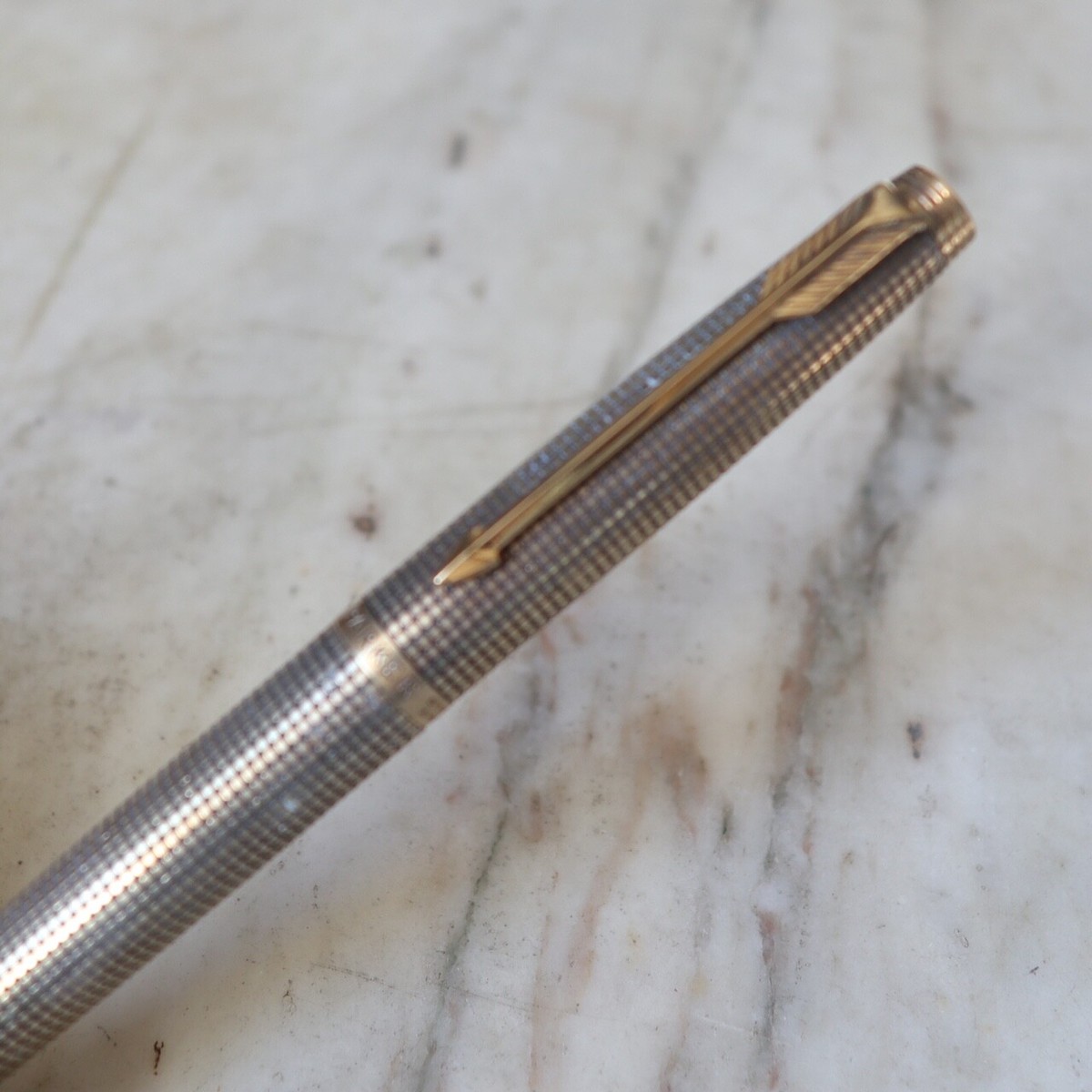 Stylo Plume Parker 75 Flat Top En Vermeil 925 Et Plume Or 14 Carats - Rare, Occasion