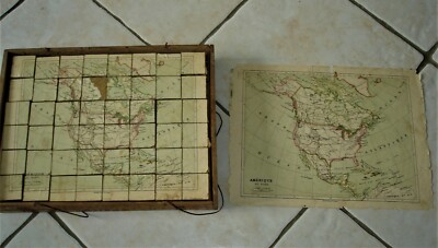 Jeu De Cubes Puzzle Atlas Géographique Simonin Cuny - Ancien Et Rare