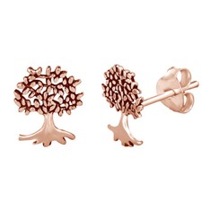 Mini Summer Love Tree Of Life 14K Rose Gold Plated Sterling Silver Stud Earrings