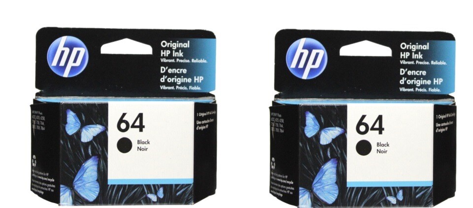 HP 64 Black Ink Cartridge 2-Pack Genuine N9J90AN High Yield-image