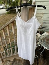 Barbizon Lingerie Satin Slinky Lace Ivory Full Slip 32 S Womens Vtg 70s 80s
